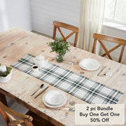 Harper Plaid Green White Runner Fringed 12x48 (2PC Bundle)
