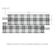 Harper Plaid Green White Runner Fringed 12x48 (2PC Bundle)
