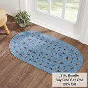 Celeste Blended Blue Indoor/Outdoor Rug Oval 27x48 (2PC Bundle)
