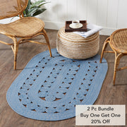 Celeste Blended Blue Indoor/Outdoor Rug Oval 36x60 (2PC Bundle)