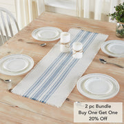 Antique White Stripe Blue Indoor/Outdoor Runner 12x36 (2PC Bundle)