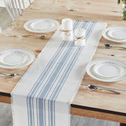 Antique White Stripe Blue Indoor/Outdoor Runner 12x48 (2PC Bundle)