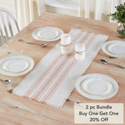 Antique White Stripe Coral Indoor/Outdoor Runner 12x36 (2PC Bundle)