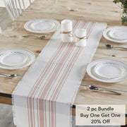 Antique White Stripe Coral Indoor/Outdoor Runner 12x48 (2PC Bundle)