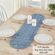 Celeste Blended Blue Indoor/Outdoor Runner Oval 12x48 (2PC Bundle)