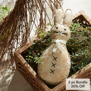 Spring In Bloom Scarfed Primitive Bunny Pillow 12x5 (2PC Bundle)