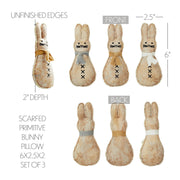 Spring In Bloom Scarfed Primitive Bunny Pillow 6x2.5 Set of 3 (6PC Bundle)