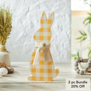 Bunny HopAll Ears Honey Check Bunny In Burlap Scarf 13x6x1 (2PC Bundle)
