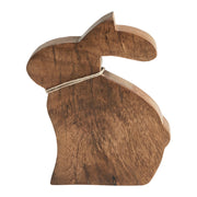 Bunny Hop Natural Wooden Sitting Bunny with Pearl Bead Collar - Rustic Farmhouse Easter Shelf Sitter - 6x7.25x1.5 (2PC Bundle)