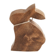 Bunny Hop Small Natural Wooden Sitting Bunny with Pearl Bead Collar - Rustic Farmhouse Easter Shelf Decor - 4.25x5.5x1.5 (2PC Bundle)