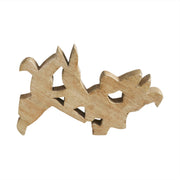Bunny Hop Wooden Bunny Playtime Foursome - Natural Mango Wood Rustic Easter Decor - Freestanding Shelf Sitter - 7x9.5x1 (2PC Bundle)