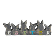 Bunny Hop Wooden Easter Sign w/ 6 Bunny Silhouettes 4x11.5x1 (2PC Bundle)