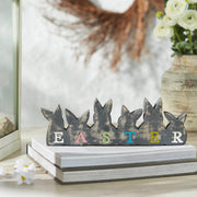 Bunny Hop Wooden Easter Sign w/ 6 Bunny Silhouettes 4x11.5x1 (2PC Bundle)