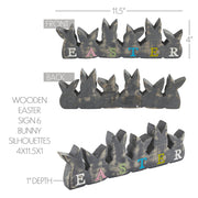 Bunny Hop Wooden Easter Sign w/ 6 Bunny Silhouettes 4x11.5x1 (2PC Bundle)