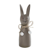 Spring In Bloom Wooden Cone Bunny - Folk Art Style Easter Tabletop Accent - Painted Finish - 6.5 Tall (2PC Bundle)