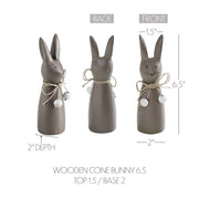 Spring In Bloom Wooden Cone Bunny - Folk Art Style Easter Tabletop Accent - Painted Finish - 6.5 Tall (2PC Bundle)