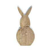 Spring In Bloom Wooden Enamel Edge Bunny w/ Natural Beads 10.75x5x1.5 (2PC Bundle)
