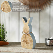 Spring In Bloom Wooden Enamel Edge Bunny w/ Natural Beads 10.75x5x1.5 (2PC Bundle)