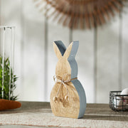 Spring In Bloom Wooden Enamel Edge Bunny w/ Natural Beads 10.75x5x1.5 (2PC Bundle)