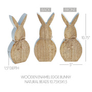 Spring In Bloom Wooden Enamel Edge Bunny w/ Natural Beads 10.75x5x1.5 (2PC Bundle)