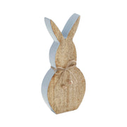 Spring In Bloom Wooden Enamel Edge Bunny w/ Natural Beads 10.75x5x1.5 (2PC Bundle)