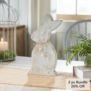 Spring In Bloom Wooden Upright Bunny Silhouette with Twine Bow - Freestanding Rustic Easter Decor - 13.75x4.25x1.5 (2PC Bundle)