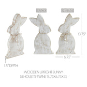 Spring In Bloom Wooden Upright Bunny Silhouette with Twine Bow - Freestanding Rustic Easter Decor - 13.75x4.25x1.5 (2PC Bundle)