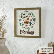 Bunny Hop Blessings Bunny & WreathWall Sign 12x12x0.5 (2PC Bundle)