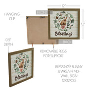 Bunny Hop Blessings Bunny & WreathWall Sign 12x12x0.5 (2PC Bundle)