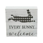 Bunny Hop Every Bunny Welcome Buffalo CheckBlock Sign 5x5x1 (2PC Bundle)