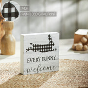 Bunny Hop Every Bunny Welcome Buffalo CheckBlock Sign 5x5x1 (2PC Bundle)