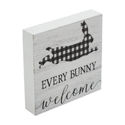 Bunny Hop Every Bunny Welcome Buffalo CheckBlock Sign 5x5x1 (2PC Bundle)