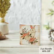 Bunny Hop Floral BunnyBlock Sign 5x5x1 (2PC Bundle)