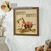 Bunny Hop Hippity Hoppity Bunny & Carrot WagonWall Sign 12x12x0.5 (2PC Bundle)