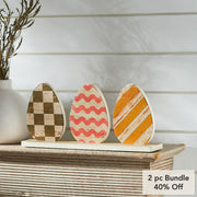 Bunny Hop3 Painted Eggs w/ Base 5.5x12x2.25 (2PC Bundle)