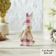 Bunny HopAll Ears Lavender Check Bunny In Burlap Scarf 8x3.5x1 (2PC Bundle)