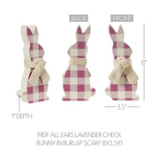 Bunny HopAll Ears Lavender Check Bunny In Burlap Scarf 8x3.5x1 (2PC Bundle)