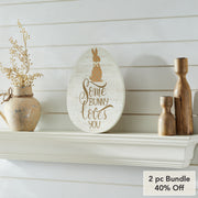 Bunny Hop Some Bunny Loves You EggWall Sign 12x9x0.5 (2PC Bundle)