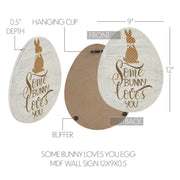 Bunny Hop Some Bunny Loves You EggWall Sign 12x9x0.5 (2PC Bundle)