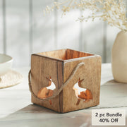 Bunny Hop Wooden Bunny Cutout Box w/ Twine 4.75x5x5 (2PC Bundle)