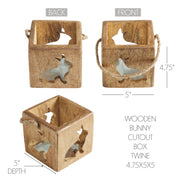 Bunny Hop Wooden Bunny Cutout Box w/ Twine 4.75x5x5 (2PC Bundle)