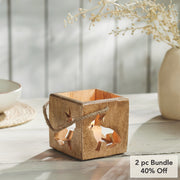 Bunny Hop Wooden Bunny Cutout Box w/ Twine 4x4x4 (2PC Bundle)