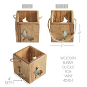 Bunny Hop Wooden Bunny Cutout Box w/ Twine 4x4x4 (2PC Bundle)