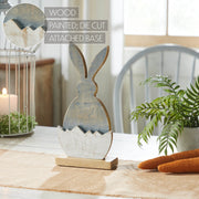 Bunny Hop Wooden Half Egg w/ Grey Bunny Silhouette 13x6x2.25 (2PC Bundle)