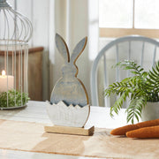 Bunny Hop Wooden Half Egg w/ Grey Bunny Silhouette 13x6x2.25 (2PC Bundle)