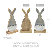Bunny Hop Wooden Half Egg w/ Grey Bunny Silhouette 13x6x2.25 (2PC Bundle)