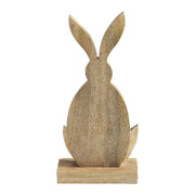 Bunny Hop Wooden Half Egg w/ Grey Bunny Silhouette 13x6x2.25 (2PC Bundle)