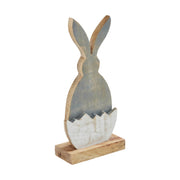 Bunny Hop Wooden Half Egg w/ Grey Bunny Silhouette 13x6x2.25 (2PC Bundle)