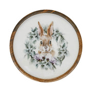 Bunny Hop Wooden Plate Natural w/ Bunny & Wreath 11.5 inch Diameter (2PC Bundle)
