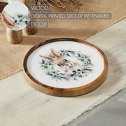 Bunny Hop Wooden Plate Natural w/ Bunny & Wreath 11.5 inch Diameter (2PC Bundle)